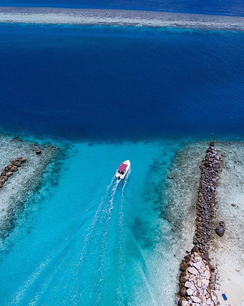 Nature, Stones, View From Above, Ocean, Boat HD phone wallpaper