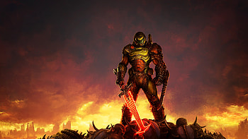 DOOM Eternal Quad — Slayer on the Hellscape, DOOM Eternal HD wallpaper
