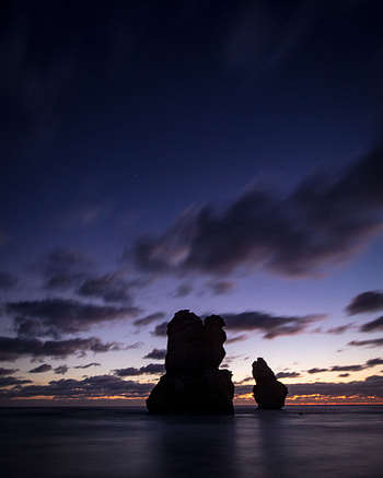 Twilight, Clouds, Rocks, Dark, Ocean, Dusk HD phone wallpaper