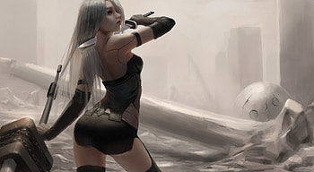 Nier Automata Fan Art, nier-automata, 2017-games, games, artwork, fantasy-girls, artstation HD wallpaper