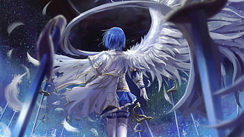 Madoka Magica, Blue-haired girl, , Anime HD wallpaper