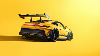 Yellow Porsche 911 Gt3rs, porsche, porsche-911, yellow, minimalism, minimalist, 2024-cars, cars, behance HD wallpaper