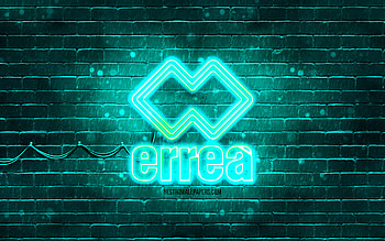 Errea turquoise logo, , turquoise brickwall, Errea logo, brands, Errea neon logo, Errea HD wallpaper