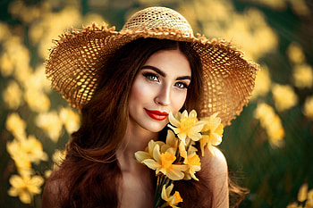 ღ, Girl, Portrait, Makeup, Garden HD wallpaper