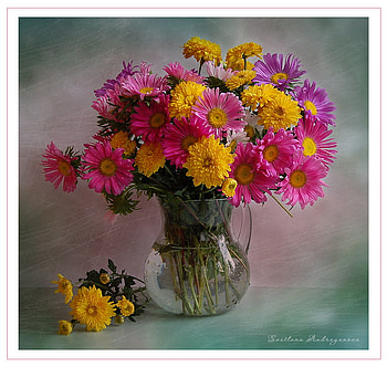 flowers, still life, graphy, colors, kettle, beautiful, flower bouquet, harmony HD wallpaper