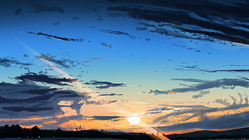 Sunset, sky anime, clouds, original HD wallpaper