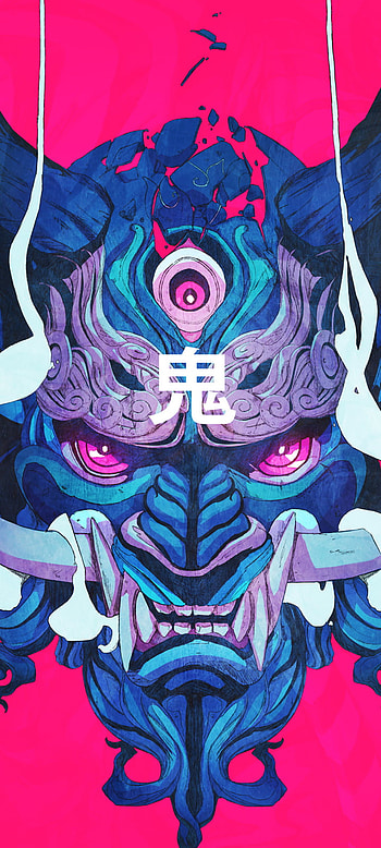 Devil's Mask, Japanese, artistic, mask HD phone wallpaper