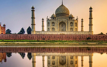 Temple, building, sky, water HD wallpaper