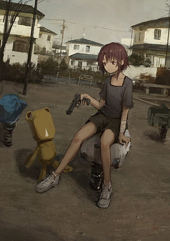 Serial Experiments Lain, Iwakura Lain, Iconic anime scene, Memorable moment HD phone wallpaper