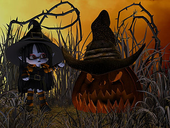 Lovely Witch, pumpkin, halloween, october, witch HD wallpaper