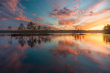 Sunset Lake, Sunset, Lake, Nature, sky, cloud HD wallpaper