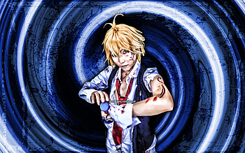 Meliodas, blue grunge background, The Seven Deadly Sins, protagonist, vortex, manga, Nanatsu no Taizai, Meliodas HD wallpaper