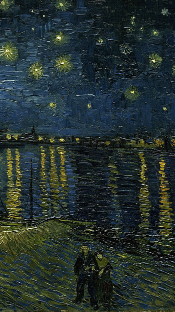 Vincent van Gogh, Starry night, Rhone river, Artistic masterpieces HD phone wallpaper