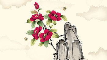 Flowers, Stones, Art, Clouds, Drawing HD wallpaper