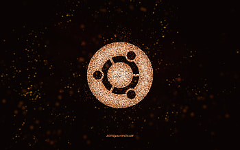 Ubuntu glitter logo, , black background, Ubuntu logo, orange glitter art, Ubuntu, creative art, Ubuntu orange glitter logo HD wallpaper