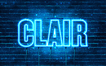 Happy Birtay Clair, , blue neon lights, Clair name, creative, Clair Happy Birtay, Clair Birtay, popular french male names, with Clair name, Clair HD wallpaper