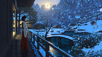 Japanese Winter, Japanese, girl, Anime, Winter HD wallpaper