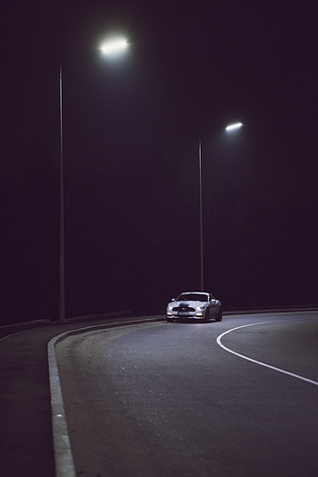Night, Cars, Road, Car, Machine, Lantern, Lamp HD phone wallpaper