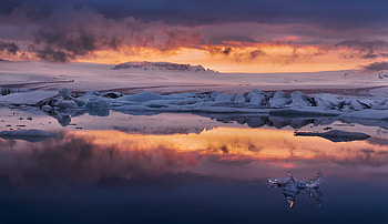 Winter sunset, winter, clouds, lake, sunset HD wallpaper