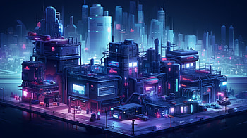 Isometric Cyberpunk City, futuristic, cyberpunk, isometric, Sci Fi, city, sci fi city, futuristic city HD wallpaper
