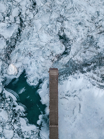 Nature, Ice, View From Above, Pier, Ice Floes HD phone wallpaper