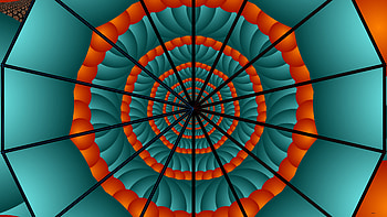 Parasol or, brolly, simple, abstract, teal, , lines, geometric, fractal, orange HD wallpaper