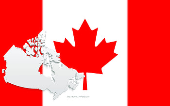 Canada map silhouette, Flag of Canada, silhouette on the flag, Canada, 3d Canada map silhouette, Canada flag, Canada 3d map HD wallpaper