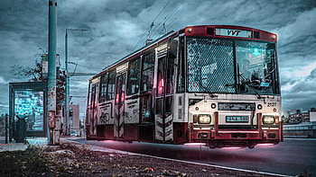 New Cyber Vilnius Bus, bus, cyberpunk, scifi, artist, artwork, digital-art HD wallpaper