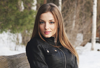 Women, outdoors, wearing, black jacket HD wallpaper