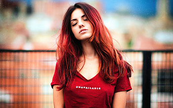 Redhead Girl Tshirt Closed Eyes , redhead, girls, model HD wallpaper