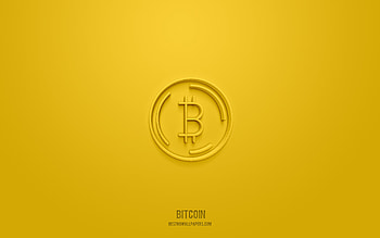 bitcoin 3d icon, yellow background, 3d symbols, bitcoin, finance icons, 3d icons, bitcoin sign HD wallpaper