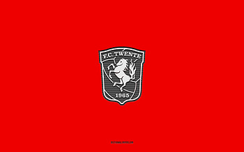 FC Twente, red background, Dutch football team, FC Twente emblem, Eredivisie, Twente, Netherlands, football, FC Twente logo HD wallpaper