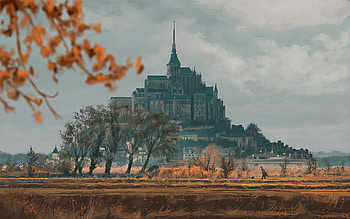 Art, Mont Saint Michel HD wallpaper