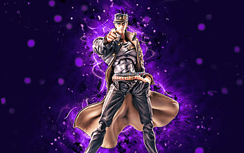 Jotaro Kujo, fan art, violet neon lights, manga, JoJos Bizarre, protagonist, Kujo Jōtaro, Jotaro Kujo JoJos Bizarre HD wallpaper