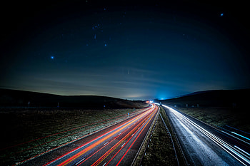 Long Exposure Of A Highway, long-exposure, world, highway, road, stars HD wallpaper