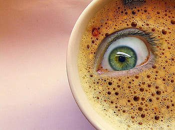 Coffee-Eye, abstract, 3d, coffee, complex, eye HD wallpaper
