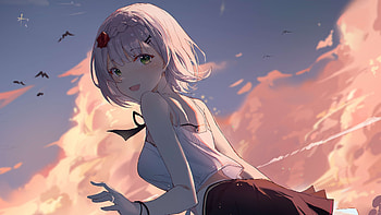 White Hair Noelle Sky Background Genshin Impact HD wallpaper