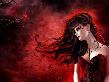 gothic girl, branch, gothic, girl, butterfly HD wallpaper