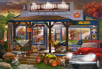 general store, retro, pickup, cars, vintage HD wallpaper