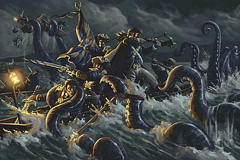 Creature, fantasy, ocean, attack HD wallpaper