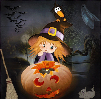 Cute Halloween Witch, abstract, painting, Halloween, cute, collage, witch HD wallpaper
