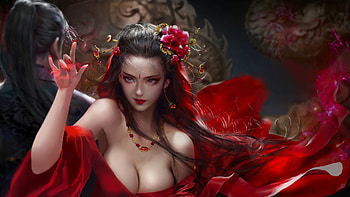 The Spell, spell, digital, art, fantasy, red, , girl, woman, beautiful HD wallpaper