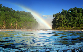 Landscape, Sea, Rainbow HD wallpaper