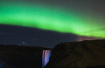 Northern Lights Waterfall Mountains , northern-lights, nature, mountains HD wallpaper