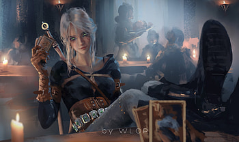 Ciri, fantasy, wlop, bar, luminos, girl, the witcher HD wallpaper