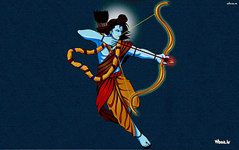 Lord Shree Ram And His Bow And Arrow With Blue Background HD wallpaper