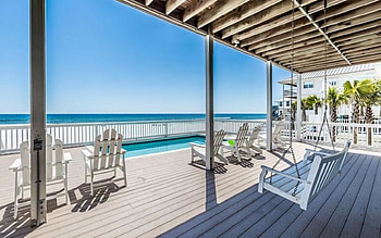 Terrace by Sea, sea, chairs, pool, veranda, terrace HD wallpaper