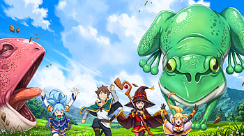 Konosuba - Megumin, Kazuma, Aqua, Darkness Funny Live, KonoSuba - God’s Blessing On This Wonderful World!!, Kazuma Satou, Megumin (KonoSuba), Aqua (KonoSuba), Anime HD wallpaper