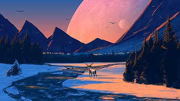 Timeless, reindeer, deviantart, artist, artwork, digital-art HD wallpaper