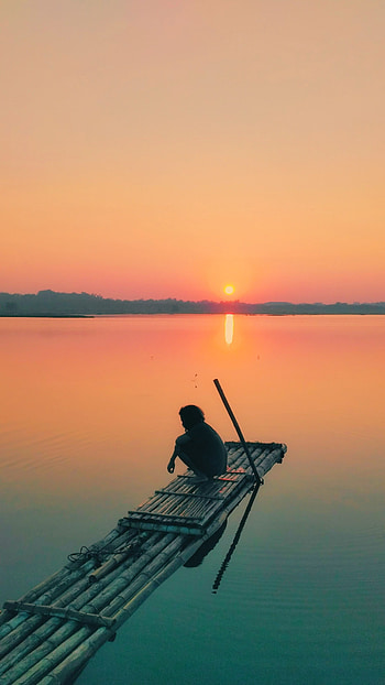Nature, Sunset, Pier, Silhouette, Loneliness, Alone, Lonely HD phone wallpaper